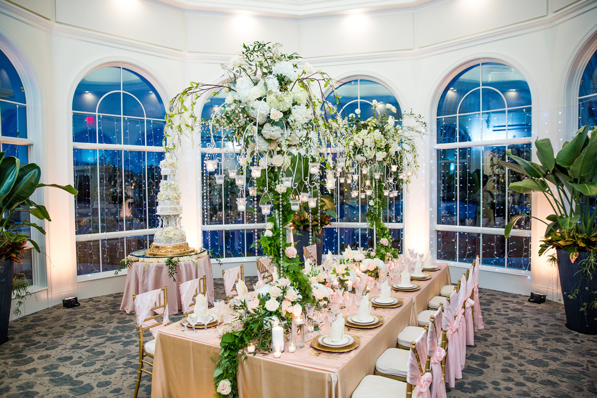 A wedding reception room.